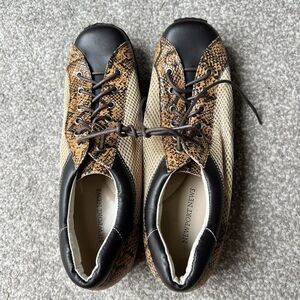 Newport News Mens Dress Shoes Sz 11 Snake Pattern Brown Tan Patent Leather‎